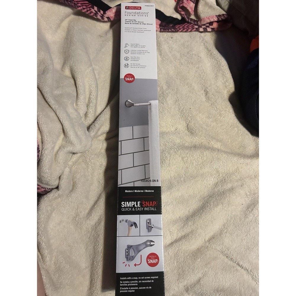 Delta Foundations FDSM24-DN-R 24" Towel Bar Brushed Nickel SpotShield New Sealed